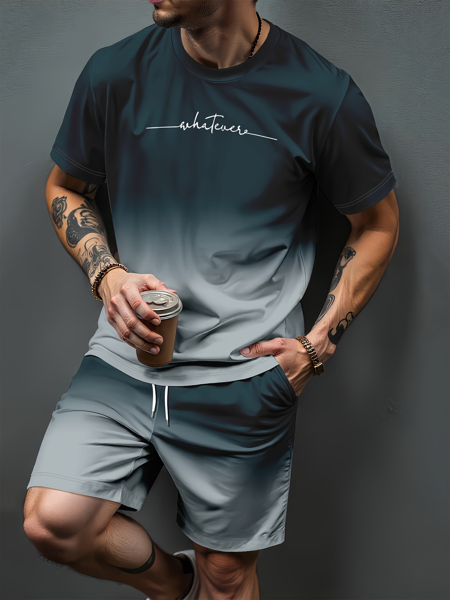 Summer Clothing Items - Gradient Letter Pattern 3D Print Tracksuits
