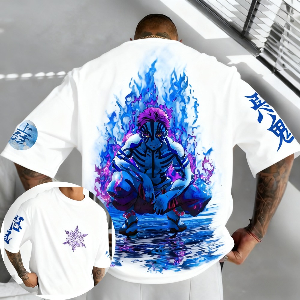 Summer Clothing For Japan - Demon Slayer Akaza Pure Cotton T-shirt