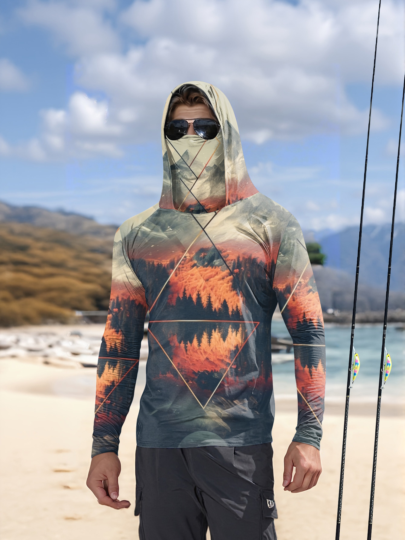 Summer Clothing Line - Outdoor Men's Fishing Hoodie Built‑in Face