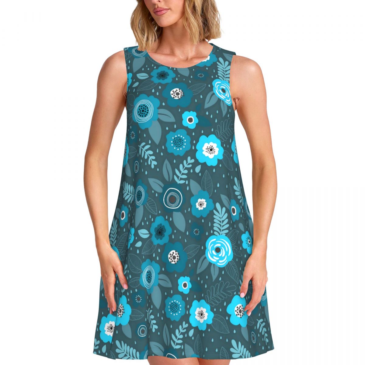Summer Clothing Ideas For Women - Elegant Ditsy Floral Casual Dress Blue