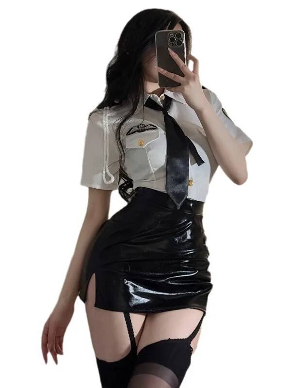 Summer Clothing Model - Sexy Flight Attendant Clothes Turn-down Collar