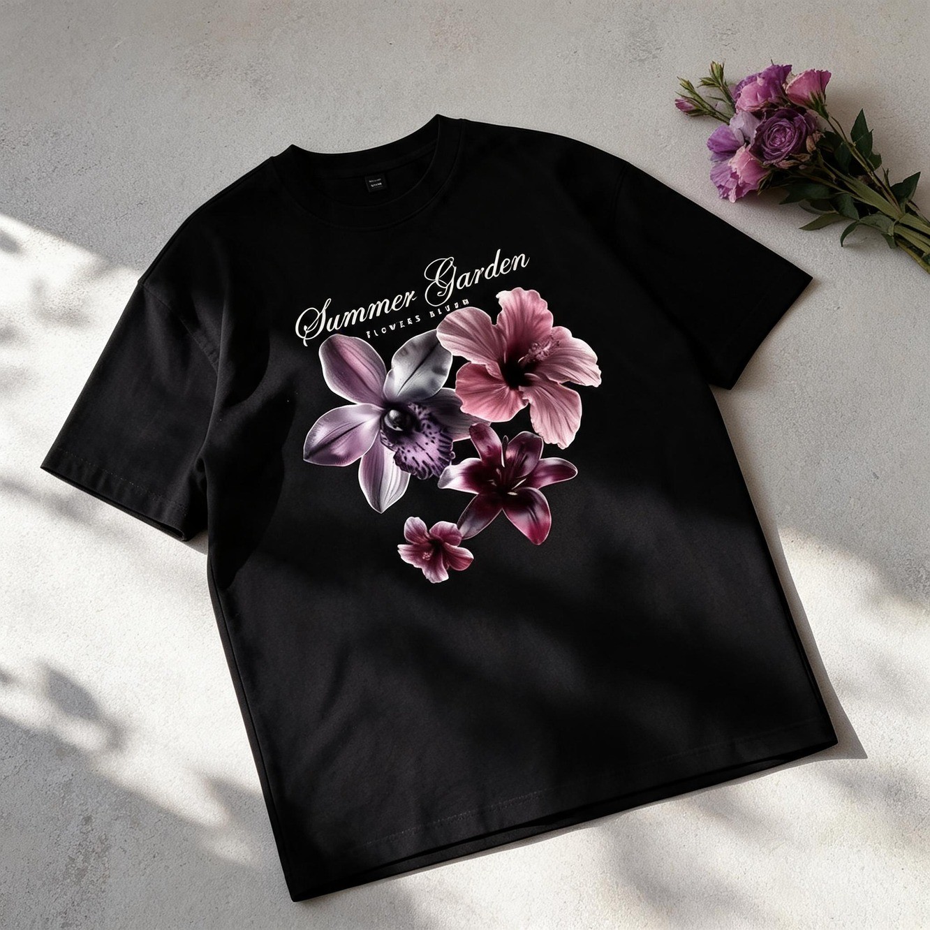 Summer Clothing Wear - Men's Clothing Floral Bouquet Printed Black