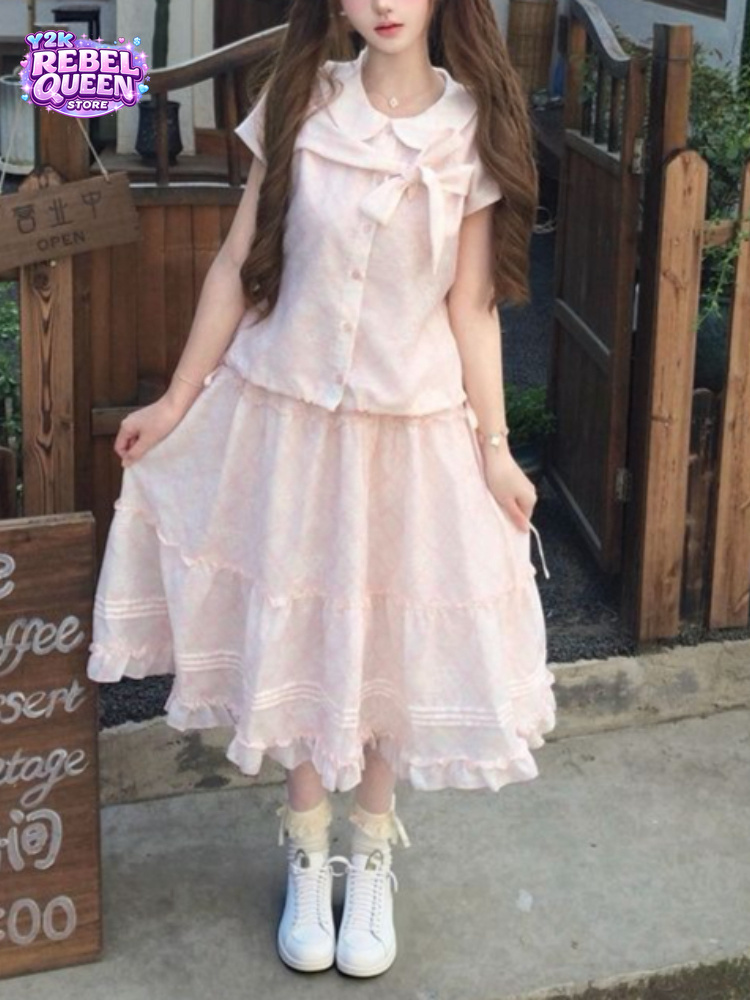 Summer Clothing Model - Japanese Vintage Sweet Bow Peter Pan