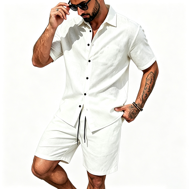 Men Linen Two Piece Outfit Sho - đánh giá và giá Summer Clothing Line