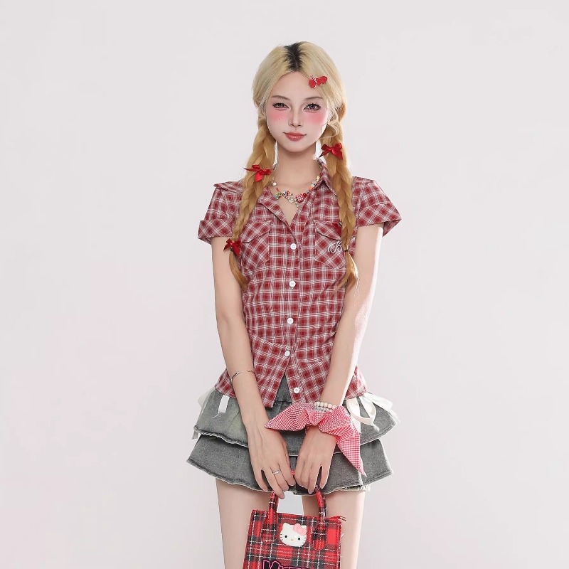 Harajuku Vintage Gothic Plaid  - đánh giá và giá Summer Grunge Clothing