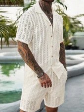 Men Crochet Knit 2 Piece Set L - đánh giá và giá Summer Clothing Line