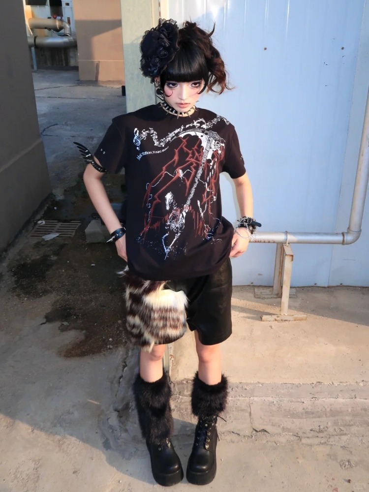 Y2k Subculture Aesthetic Black - đánh giá và giá Summer Grunge Clothing