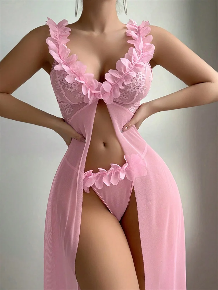 Pink Floral Lace See Through N - đánh giá và giá Summer Clothing Items