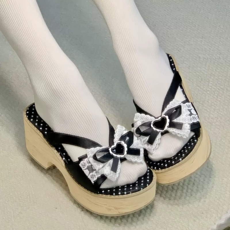 Sweet Bow Wood Grain Thick Bot - đánh giá và giá Summer Clothing Items