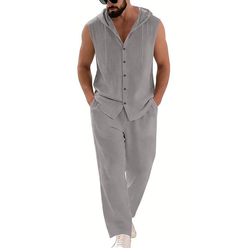 Men's Casual Linen Suit Hooded - đánh giá và giá Summer Clothing Mens