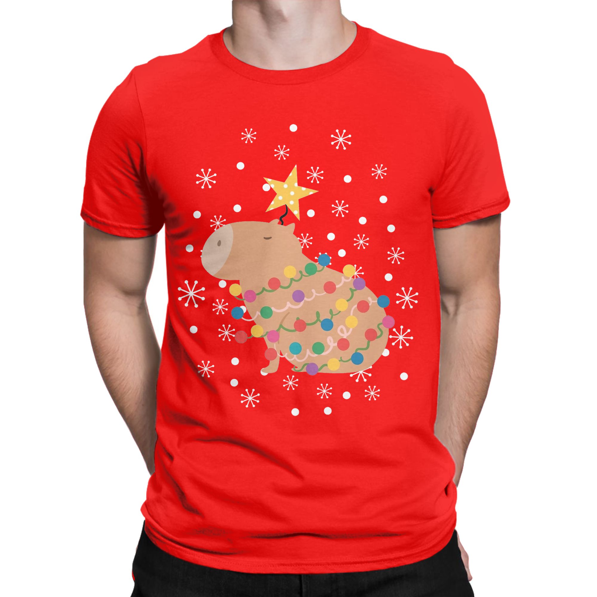 Capybara Christmas Tree  T Shi - đánh giá và giá Summer Clothing Ideas Men