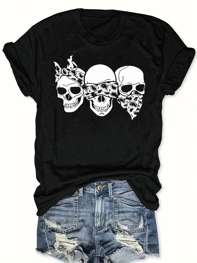 Happy Cartoon Skull T-Shirt, L - đánh giá và giá Summer Clothing Trends 2026